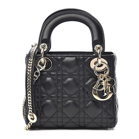 mini lady dior bag in black lambskin